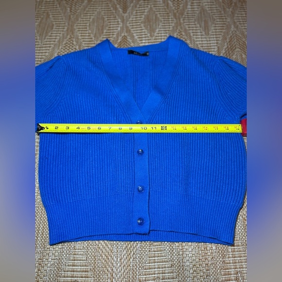 DELUC Bright Blue Button Cardigan Sweater,3/4 Sleeves,Women,Size L - Picture 4 of 9